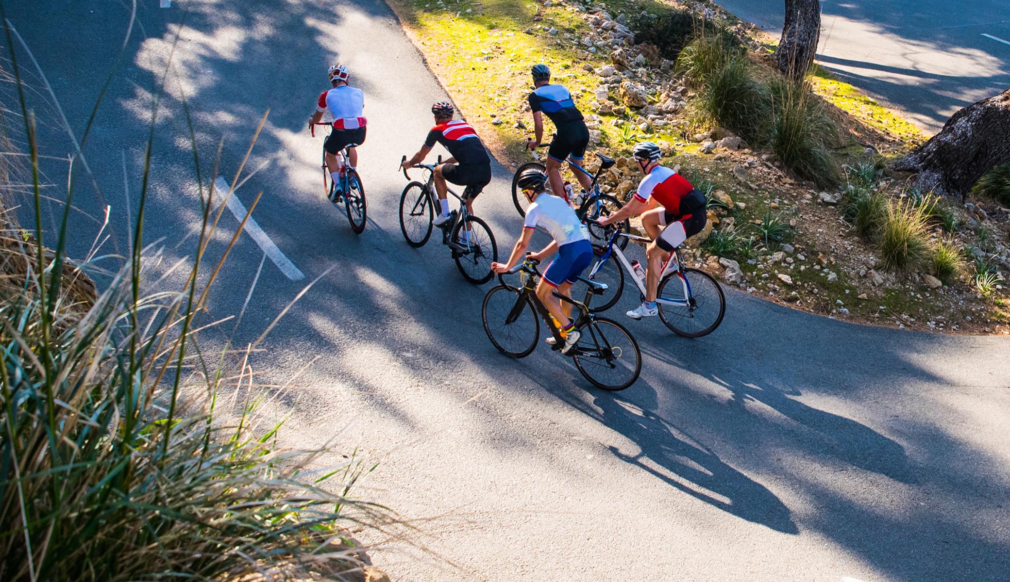Road bikers in a curve