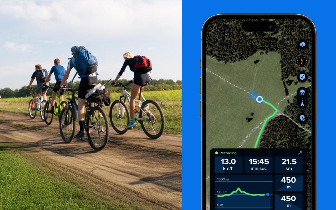 Recording a cycling route with the Bikemap App