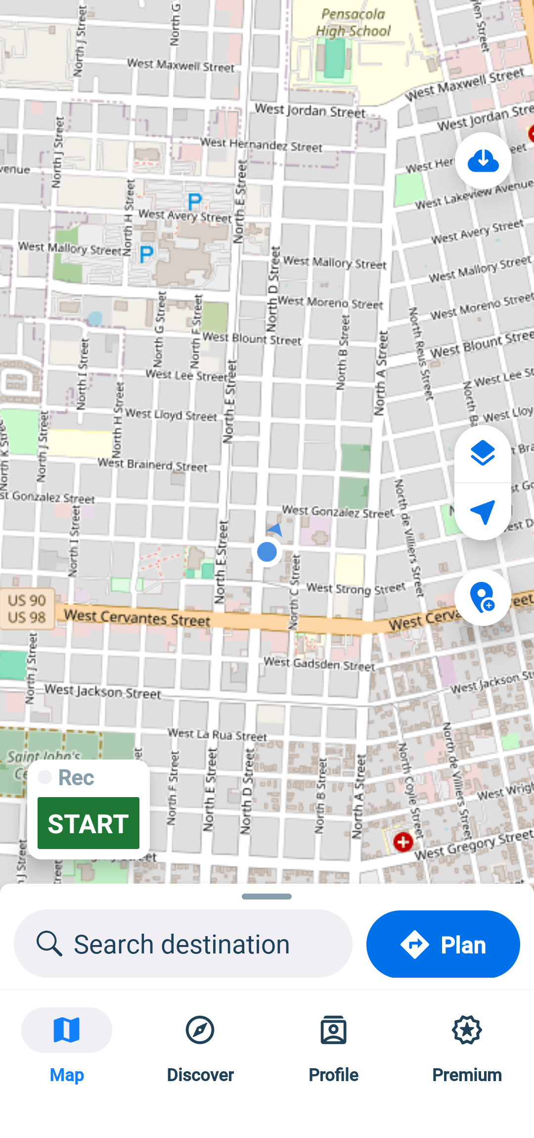 North D Street 1000, Pensacola to West De Soto Street 921, Pensacola